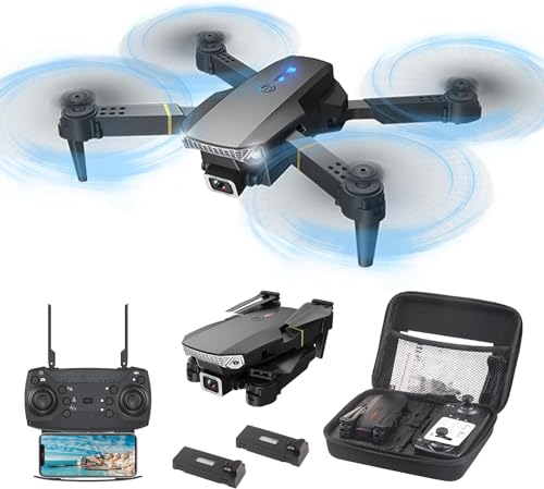 Wipkviey Drohne mit Kamera für Anfänger, T27 Faltbare-Quadcopter für Erwachsene, FPV RC-Drohnen mit 3D-Flips/Höhenhaltung/Gesten-Selfie/Wegpunktflug, 2 Batterien, Geschenke für Kinder Jungen/Mädchen