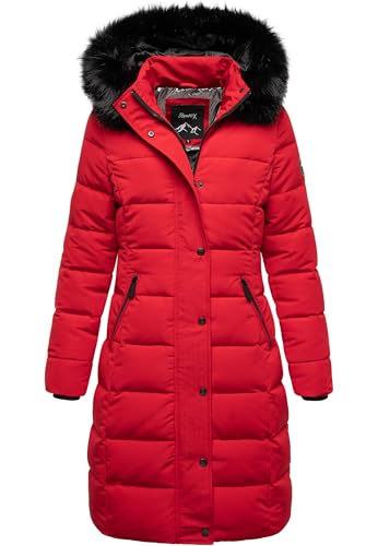REPUBLIX Damen Gefütterte Dicke Winter Jacke Mantel Parka mit Kapuze RJ-8019 Rot L