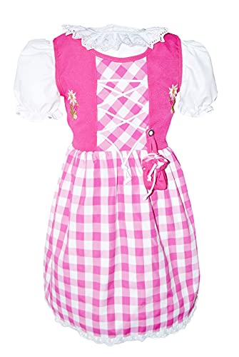 Schrammel Kinderdirndl mit Beutelchen Unterrock und Bluse Kindertrachten Kariert (74-80, Pink Grosskaro)