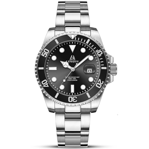 LN LENQIN Herren Uhr Edelstahl Uhren Herren wasserdichte Analog Quarzuhr Armbanduhrherren mit Datum Leuchtend Mode Freizeit Uhren für Männer