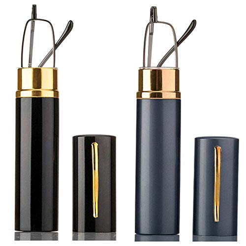 KoKoBin Flexibel Metall Lesebrille Sehhilfe Federn-Scharnier Lesehilfe Unisex Lesegerät mit Brillenetui wie Stifthalter (2 stueck, +2.0)