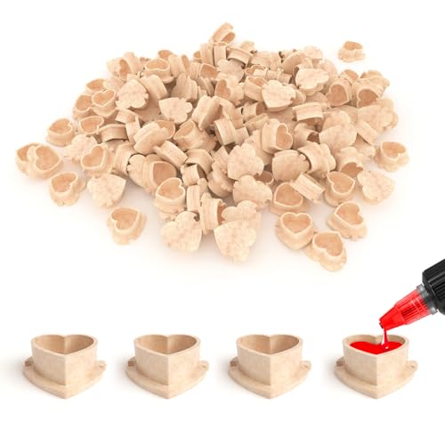 EZ Farbkappen Tattoo - 200 Stück Herzförmig Spleißbar Tattoo Tintenbecher Biologisch Abbaubar Einwegartikel Umweltfreundlich Pigment-Halter Tattoo Ink Cups Tattoo Zubehör