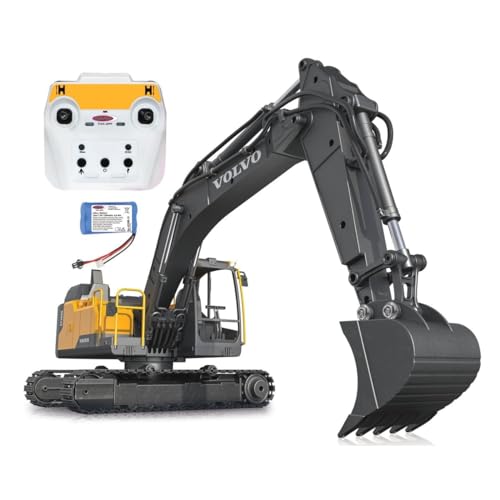 JAMARA Volvo EC160E Metal 1:16 2,4GHz Destruction-Set – Metallgetriebe, Metallschaufel, jedes Gelenk einzeln steuerbar, realistische Sounds, LED Scheinwerfer, Hubkraft 1,5KG, 406300, Gelb