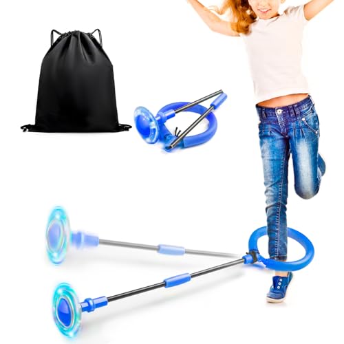 Jalunth Springring Fußkreisel Swing Wheel Outdoor Draußen Garten Draussen Blinkt Skip Ball Spielzeug Spiele Kinder Erwachsene Junge Mädchen 5 6 7 8 9 10 11 12 13 Jahre Kindertag Geschenk mit Lichtrad