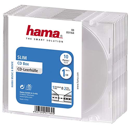 Hama Leere CD-Hüllen (Packung mit 10 transparenten CD-Boxen)