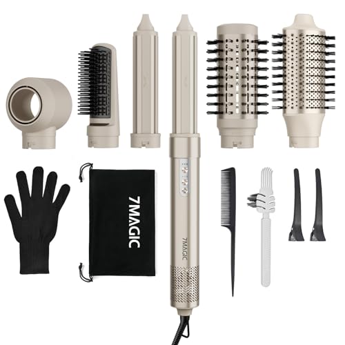 7MAGIC 6 in 1 Airstyler, Hairstyler, Lockenstab Auto-Wrap, Stylen Sie Beach Wave, Ionen Föhn, Professioneller Rundbürstenföhn,Glätteisen, für Besondere Anlässe, Reisen