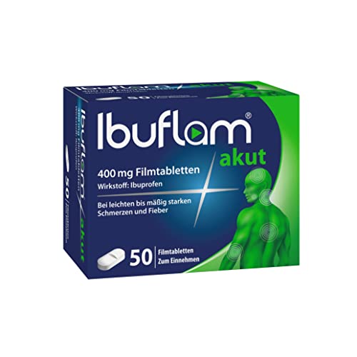 Ibuflam® akut 400 mg IBUPROFEN Filmtabletten| 50 Stk. | Ibu 400 Schmerztabletten bei Schmerzen, Zahnschmerzen, Fieber und Erkältung|Schnelle Schmerzlinderung mit Ibuprofen | Akuthilfe