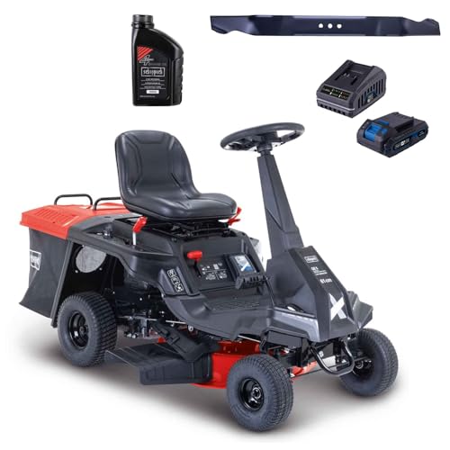 Scheppach Benzin Aufsitzmäher MR230-61 | 6PS | E-Start | 61cm Schnittbreite | 35-75mm Schnitthöhe | 150L Fangbox | 4xVor- / 1xRückwärtsgang | Rasentraktor Aufsitzrasenmäher mit Motoröl & Ersatzmesser