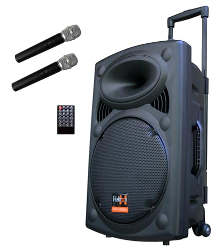 E-Lektron EL30-M MK-III 700W Mobile PA Sound Anlage Partybox Bluetooth Lautsprecher Groß Akku-MP3-USB-SD inkl. 2 UHF Funkmikrofone und Fernbedienung Soundsystem - Mobile Musikbox MP3