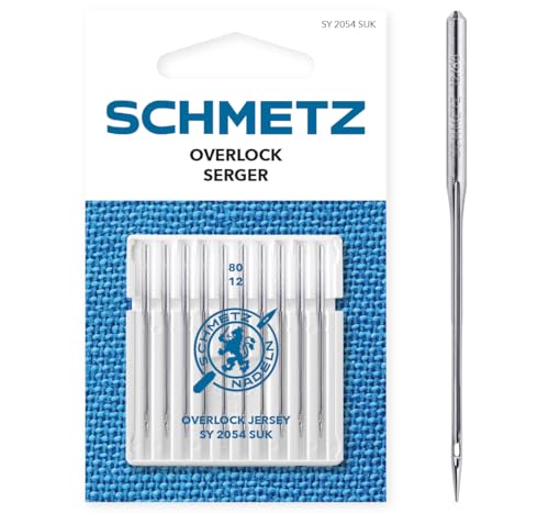 SCHMETZ | 10 Nähmaschinennadeln | Overlock Jersey | SY 2054 SUK / 16X75 SUK | Nadeldicke 80/12 | Hinweis: Überprüfen Sie das empfohlene Nadelsystem in der Bedienungsanleitung