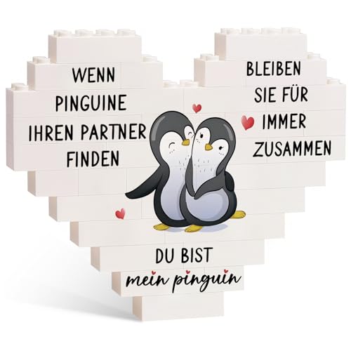 SKYYUE Ich Liebe Dich Geschenke für Frauen und Männer, Geschenke für Paare Liebe Geburtstagsgeschenk Paar Personalisiert Valentinstag Jahrestag Geschenk für Sie Ihn, Herzförmige Bausteine Ornamente