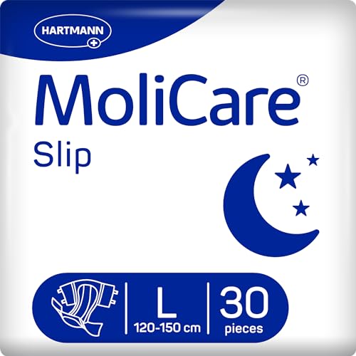 MoliCare® Slip Night - Windeln für Erwachsene bei mittlerer bis schwerer Harn- und Stuhlinkontinenz in der Nacht | zuverlässig, komfortabel & diskret | Größe L (120-150 cm Hüftumfang), 30 Stück