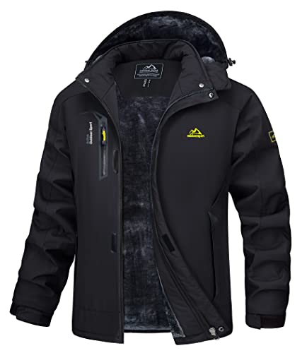 MAGCOMSEN Snowboardjacke Herren Softshell Winterjacke Winddicht Funktionsjacke Winter Wasserdicht Skijacke Atmungsaktiv Winterparka mit Innenfleece Schwarz XL