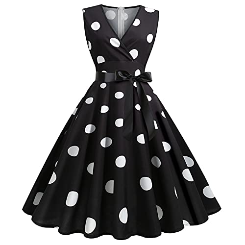 MeiLyviba Kleider Damen Petticoat Kleid Hepburn Stil Rockabilly Retro Kleider Neckholder 1950Er Abendkleider 50er 60er Jahre Kleid Hepburn Kostüm Vintage Cocktailkleid