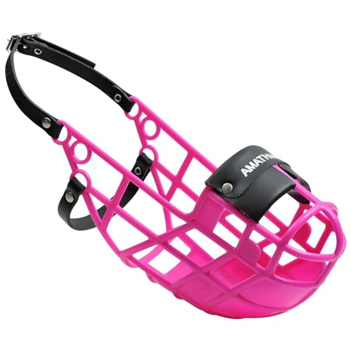 AMATHINGS Maulkorb Model Super Kennel Soft mit wattiertem Nasenstück Trinken Immer Möglich Ideal Für Freilauf, Hundewiese, Kennel, Zwinger, Rennen (Pink)