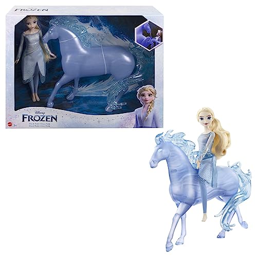 Mattel DISNEY Die Eiskönigin Elsa und Nokk - Bewegliche Elsa-Puppe, majestätische Wasserfigur Nokk, inspiriert vom Zweiten Teil, für Kinder ab 3 Jahren, HLW58