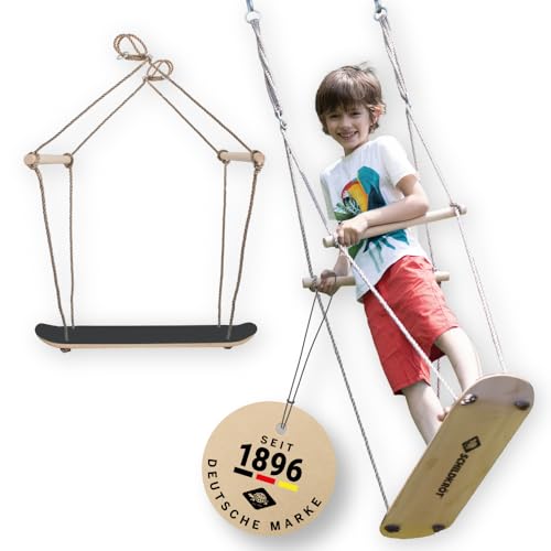 Schildkröt Skateboard Schaukel, außergewöhnliche Holzschaukel für Geschicklichkeit, Balance und Koordination, Anti-Rutsch Struktur, stehend in der Luft skaten oder sitzend schaukeln, 970519