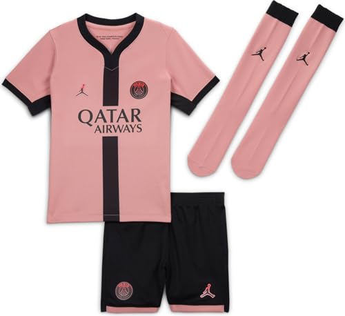 Nike Paris Saint-German 2024/25 Stadium Third Jordan Replika Dreiteiliges Fußballtrikot-Set (Jüngere Kinder), Rust Pink/Black/Black, FQ2270-686, L