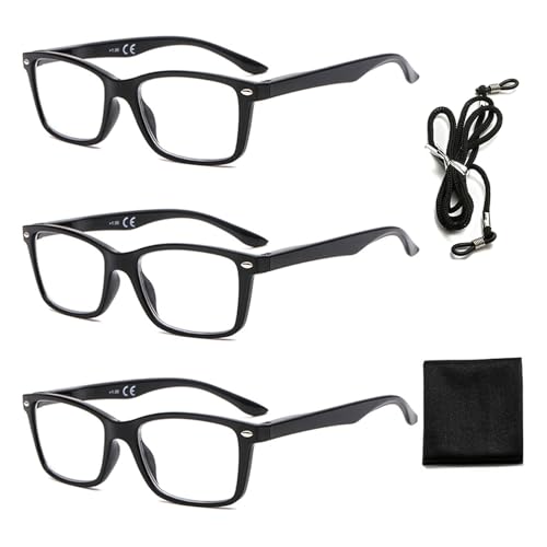 Suertree Lesebrille Feder Scharnier 3 Pack Sehhilfe Augenoptik Brille Lesehilfe für Damen Herren 2.5X BM151