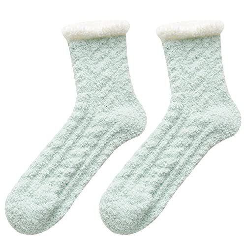Uwdiohq Frauen Und Winter Verdickte Korallenrote -Socken Niedliche -Röhrensocken Weihnachtssocken Kindertrachten Strümpfe (Green, One Size) Stoppersocken Damen Socken Bunt 35-38 Baumwolle Für