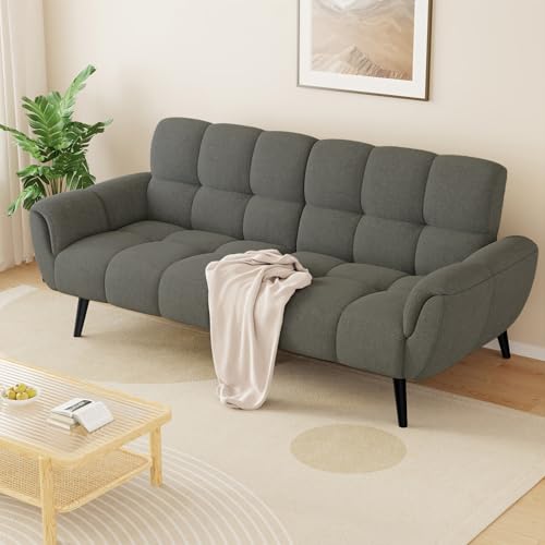 HIPIHOM Sofa Mit Schlaffunktion, Klappsofa Sofa 3 Sitzer, Schlafsofa 155x85cm, Bequemes Geeignet Für Wohnzimmer, Büro, Lounge, Zimmer, Schlafzimmer (Zweites Grau)