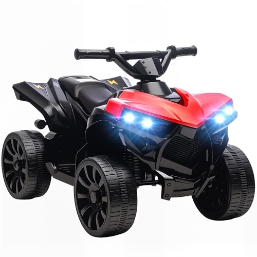 AIYAPLAY Kinder Quad Elektro 6V Kinderquad mit Vorwärts-, Rückwärtsfunktion, Musik, LED-Scheinwerfer, Kinderfahrzeug Elektro-Quad für Kinder von 3-8 Jahren Rot