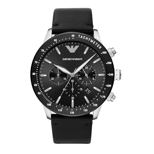 Emporio Armani Uhr für Herren , QuarzChronographenwerk, 43mm MultiEdelstahlgehäuse mit Lederarmband, AR11243