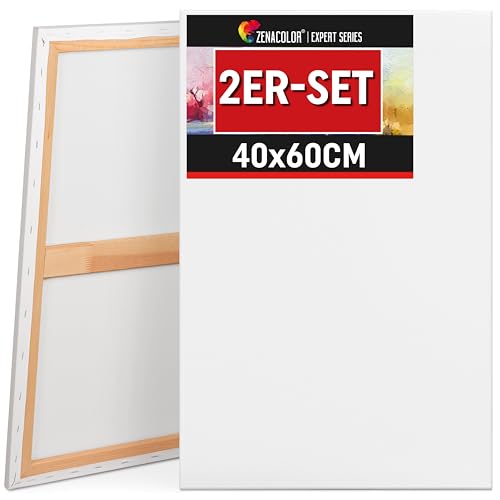 Zenacolor Leinwand Zum Bemalen 40x60 - Set aus 2 Canvas - Geeignet für alle Arten von Farben auf Leinwänden