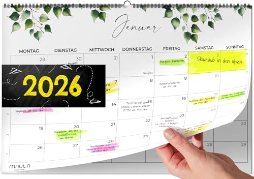 Wandkalender 2026 A4 – Jahresplaner Monatsplaner Wandkalender Juli 2025 bis Dezember 2026 – Monatsübersicht Familienkalender Büro Schule Organisation Arbeit Urlaub – Kalender Planung Aufhängen Planer