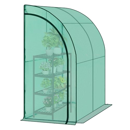 WOLTU Folien-Gewächshaus mit schräger Konstruktion, Tomatengewächshaus, reissfeste PE-Plane mit Rolltor, wandnahe Konstruktion für mehr Stabilität, 200x210x100 cm, Winterfest Grün