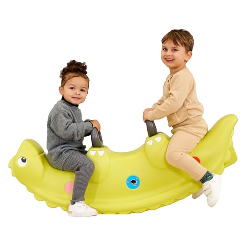 Big Sammy Rocker - Kinderwippe für 1 bis 3 Personen, mit süßen Rückenschuppen und stabilen Griffen, belastbar bis zu 50 kg, für Kinder ab 12 Monaten, grün