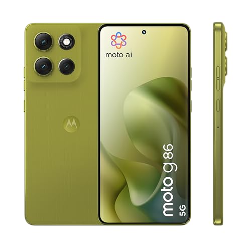 Motorola Moto g86 5G Smartphone (6,67“-Super-HD-Display, 50-MP-Kamera mit Moto-AI, 8/256 GB, 5100 mAh, Android 15) Pantone Golden Cypress, inkl. Schutzcover