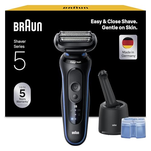 Braun Series 5 Rasierer Herren Elektrisch, Elektrorasierer, Nass- und Trockenrasur, Turbo und Standard Modus, Rasierapparat, SmartCare Reinigungsstation, Wasserdicht, Made in Germany, 52-B7000cc, Blau