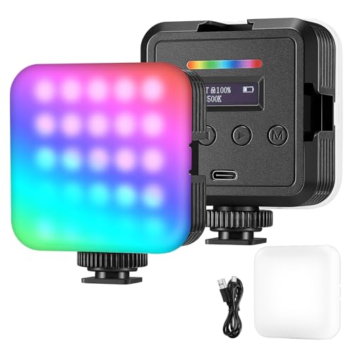 NEEWER Kamera Videolicht RGB, RGB61 Videoleuchte, 360° Vollfarb Magnetisches Mini LED Panel Fotolicht mit 3 Cold Shoe Mounts/CRI 97+/20 Szenenmodi/2500K-8500K/2000mAh Selfie Licht, Fotografie Zubehör