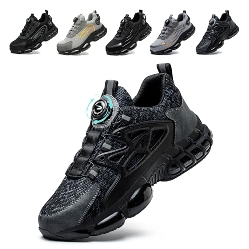 Arbeitsschuhe Herren Damen Sicherheitsschuhe Stahlkappenschuhe Sportlich Atmungsaktiv rutschfeste Safety Shoes Black 42 EU