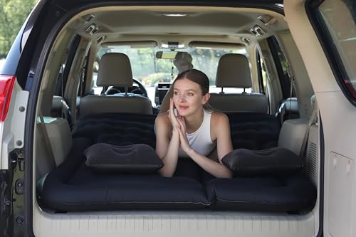 Adirigo Tragbare Auto Matratze SUV-Luftmatratze Bequeme Beflockte Auto Luftmatratze mit Zwei Kissen Luftpumpe für Indoor Outdoor Aktivitäten Reisen Camping