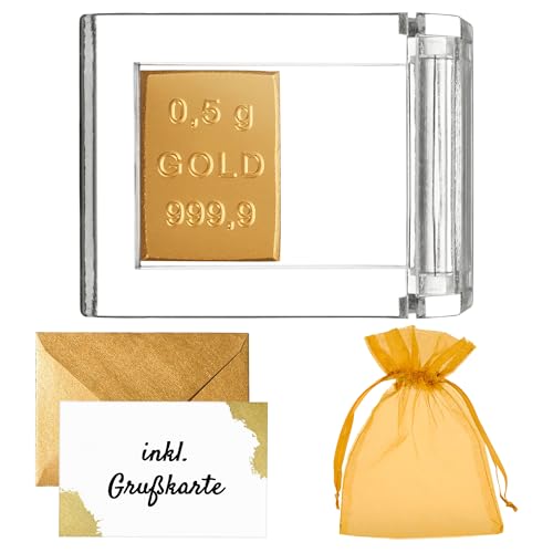 Gold als Geschenk - Goldbarren 0,5g in hochwertiger Kapsel - Echtheitsgarantie - Feingold 999.9