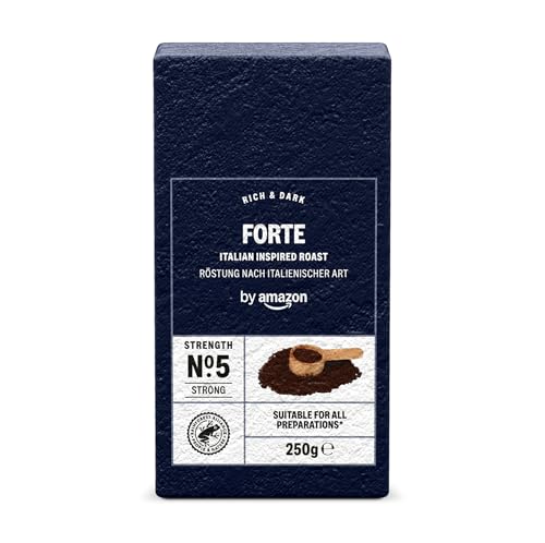 by Amazon Forte Gemahlener Röstkaffee Röstung Nach Italienischer Art Intensität: 5 - Kräftig, 250g