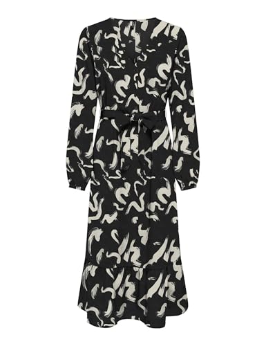 ONLY Damen Onlnova Life Vis Amy Long Dress Kleid, Black/AOP:587 Yoko, Small