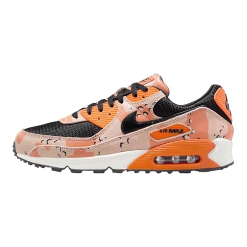 Nike Air Max 90 Premium Herren Sneaker, Bio Beige/Schwarz/Sicherheitsorange, 42.5 EU