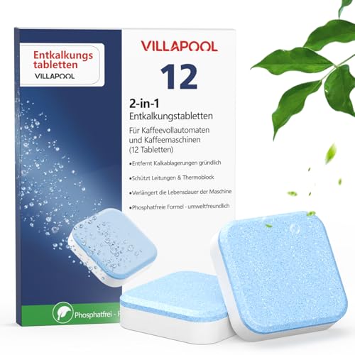 VILLAPOOL 12 Stück Entkalkungstabletten für JURA, 2-Phasen-Entkalkungstabletten kompatibel mit Jura Kaffeevollautomat