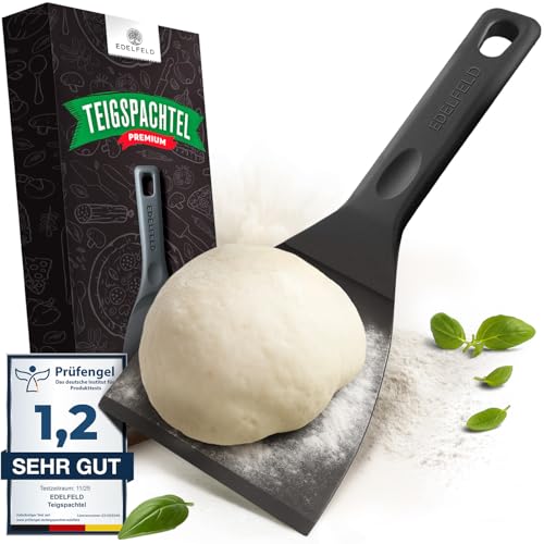 Edelfeld - Flexibler Teigspachtel Pizza mit Antihaftbeschichtung [10 cm] - Spülmaschinengeeigneter Pizza Spachtel - Lebensmittelechter & Hygienischer Pizzaspachtel aus Kunststoff - Pizzateig Spachtel