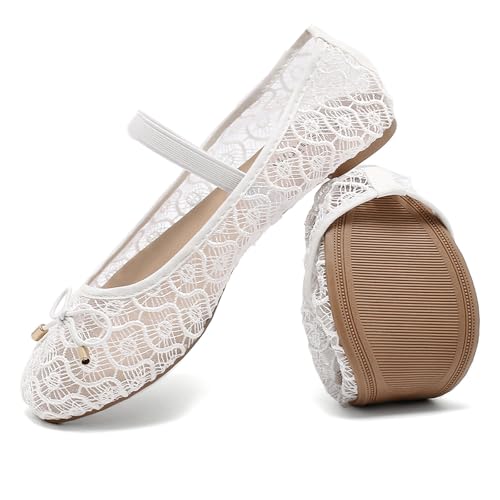 Pelbiuqik Ballerinas Damen Flache Atmungsaktive Schuhe Bequeme Slip-On Loafer mit Runder Zehe Weiche Sommerschuhe für Alltag & Freizeit Leichtes Knit-Design für Eleganz & Komfort