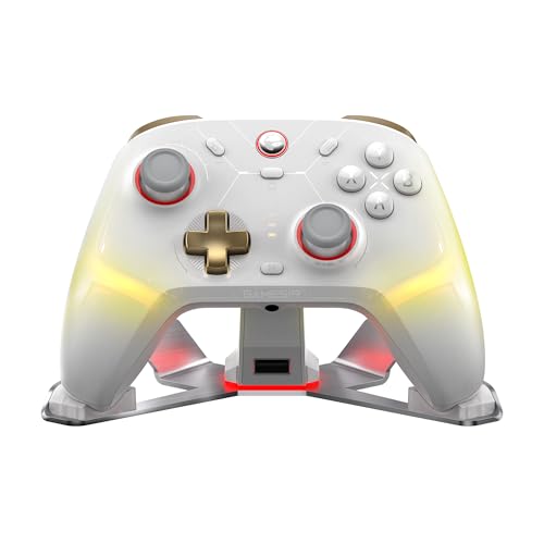 GameSir Cyclone 2 PC Controller Mag-Res TMR Sticks 1000Hz Report Rate Hall & Micro 2-in-1 Triggers RGB Beleuchtung mit Ladestation für PC/Switch/iOS/Android (Weiß)
