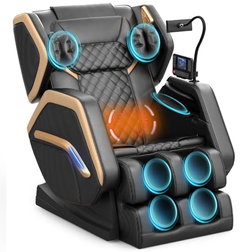 NAGLIFOR Massagesessel,Ganzkörper-Massagestuhl, 14 Massagerollen, Rücken- und Beinheizung, Fußmassage, 8 Airbags, Bluetooth-Lautsprecher, Touch-Fernbedienung für Familie und Freunde