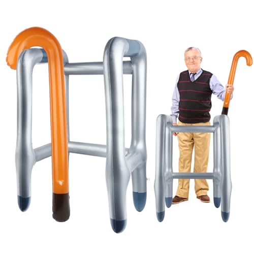 Aufblasbare Gehhilfe und Spazierstock, Aufblasbarer Rollator, Aufblasbare Gehhilfen, Rentner Kostüm, Lustig Kostüm als Opa Oma zum Cosplay Karneval Fasching