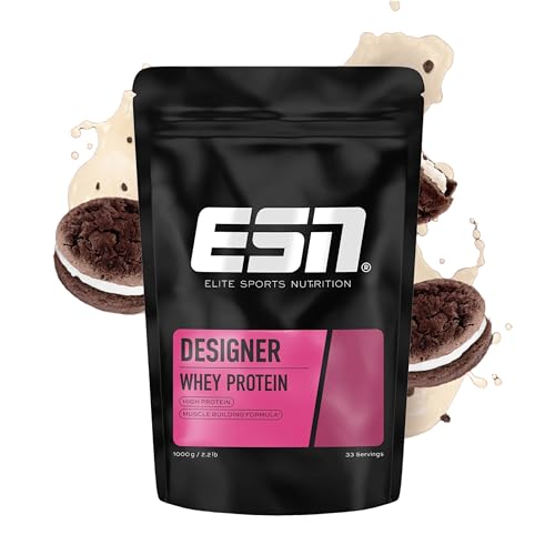 ESN Designer Whey Protein Pulver, Cookies and Cream, 1 kg, bis zu 23 g Protein pro Portion, ideal zum Muskelaufbau und -erhalt - made in Germany