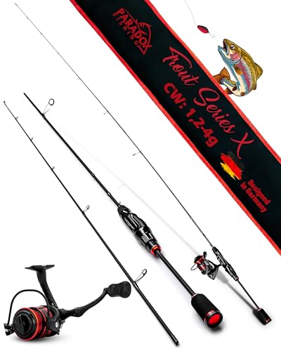 Paradox Fishing Ul-Ruten Set I Trout Series X I 1,85m Wg. 1,2g-4g mit 1000 Rolle I Spoon Rute Forellenrute Ultralight Rute