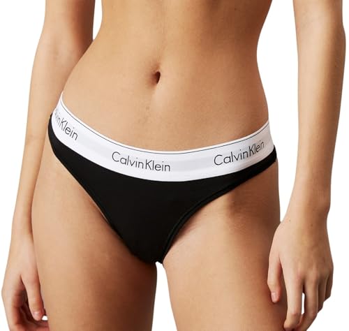 Calvin Klein Damen String Thong Unterwäsche, Schwarz (Black), M