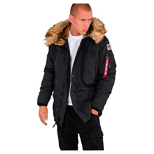 Alpha Industries Herren Polar Jacket Winterjacke Parkas, Schwarz (Black 03), Large